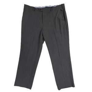 Perry Ellis Premium SIZE 40 X 30 Tailored Fit Gray Flat Front Tech Pants Mens